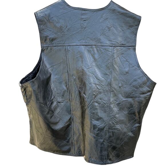Navarre Leather Company Italian Stone Black Men's Leather Vest Size 4XL - Picture 2 of 6